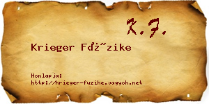 Krieger Füzike névjegykártya